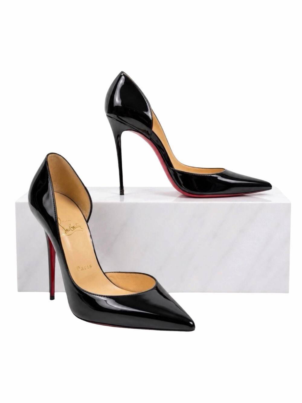 Christian Louboutin Iriza 100 Patent Leather d'Orsay Pump Black Size 37.5